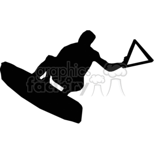 wakeboarder silhouette clipart. Royalty.