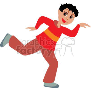 A Boy dancing and Walking like an Egyptian clipart. Royalty.