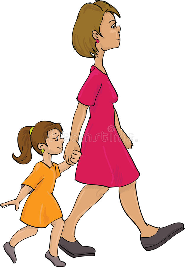 Mother And Child Walking Clipart.