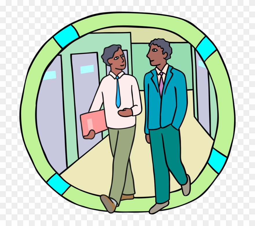 Vector Illustration Of Office Workers Converse Walking.