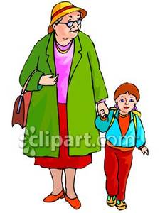 A Little Boy Walking To School with His Grandma Royalty Free.