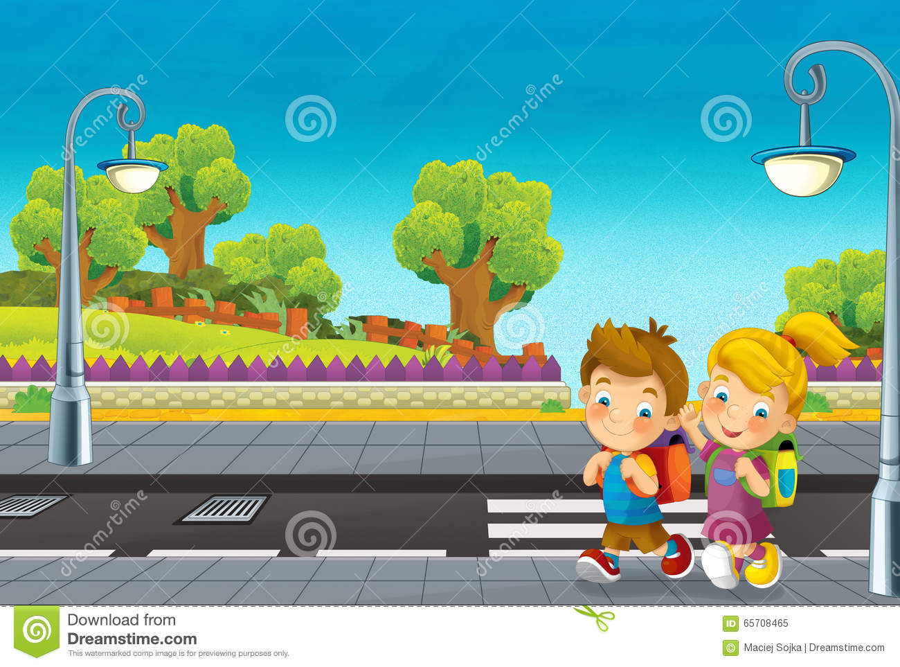 Walking On Road Clipart.