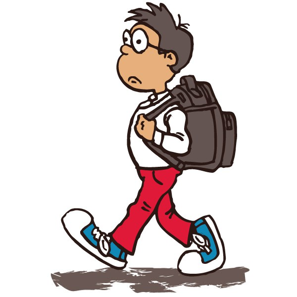 Boy Walking To School Clipart.
