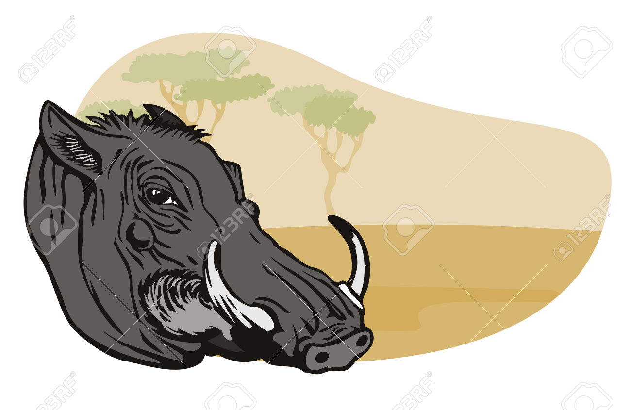 Warthog With Safari Background Royalty Free Cliparts, Vectors, And.