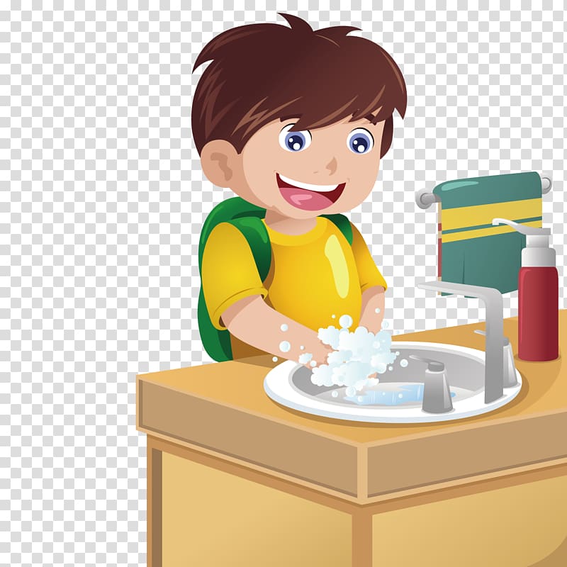 Toddler boy washing hands illustration, Hand washing.