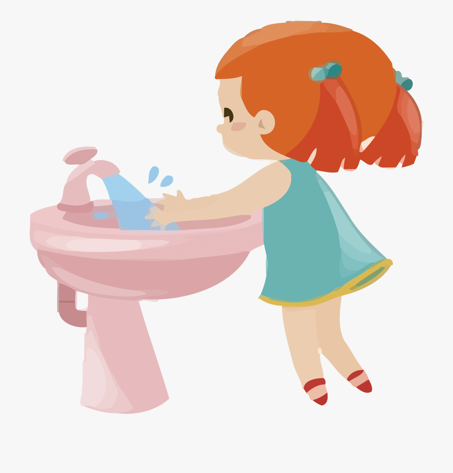 Clipart Girl Washing Hands.