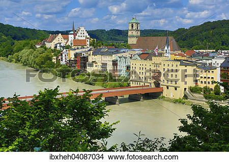 Stock Photo of View of the town with Brucktor Gate and Red Bridge.