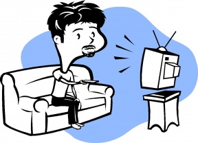 Watching Movie At Home Clipart.