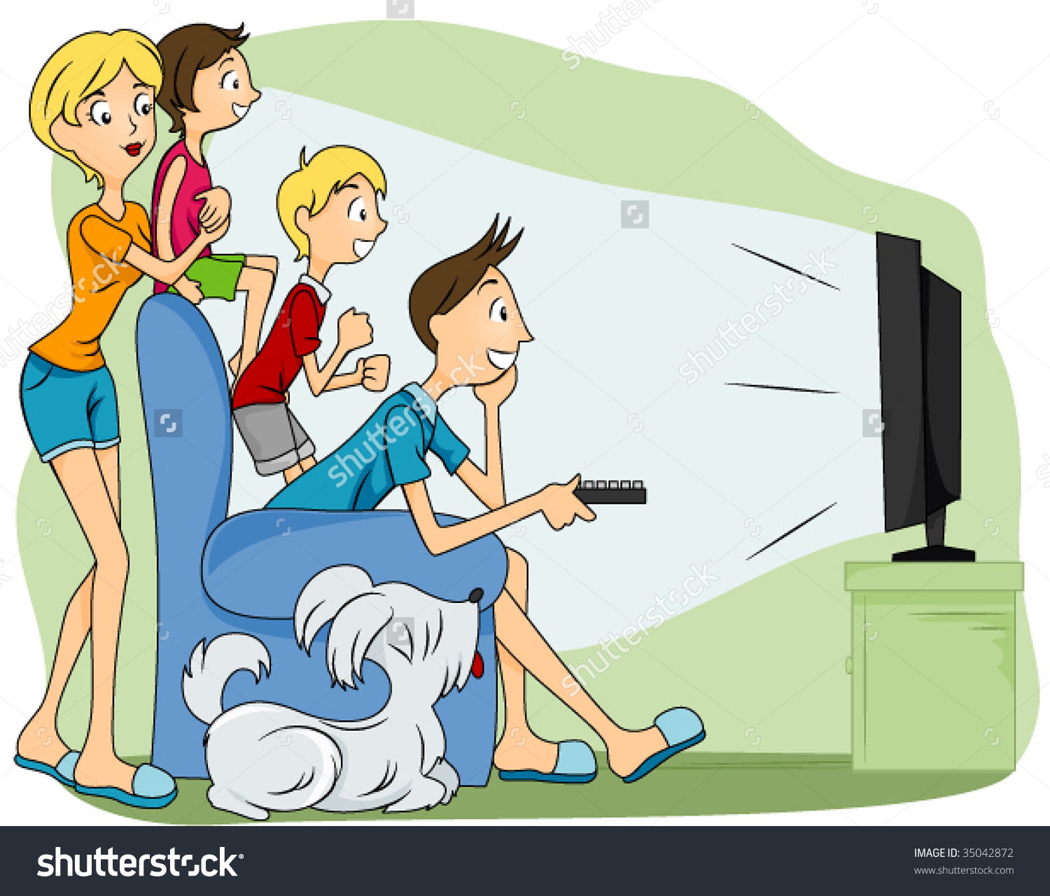 Watching Tv With Family Clipart.