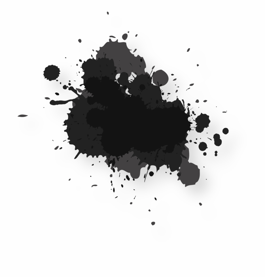 Watercolor Painting Ink Abstract Splash Black Water Color.