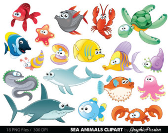 Fish Clipart Sea Animal Clipart Sea Animal Clip by VipARTVector.