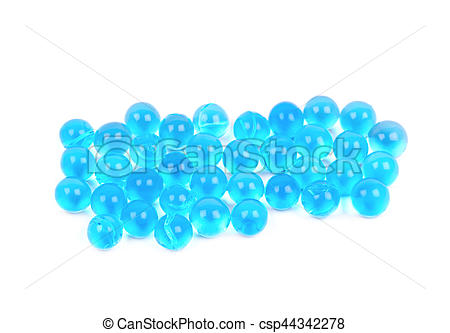 Picture of Pile of blue soil water beads isolated over the white.
