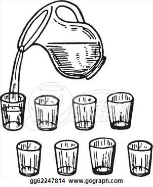 Clipart Of Glass Of Water In Black And White.