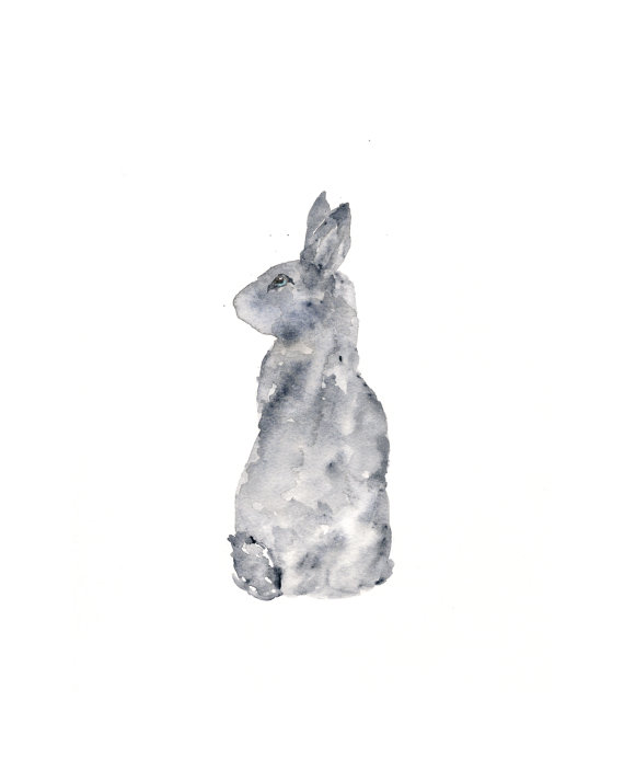 Watercolor Bunny Silhouette.