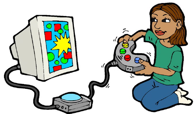Kid playing video games clipart no water mark.