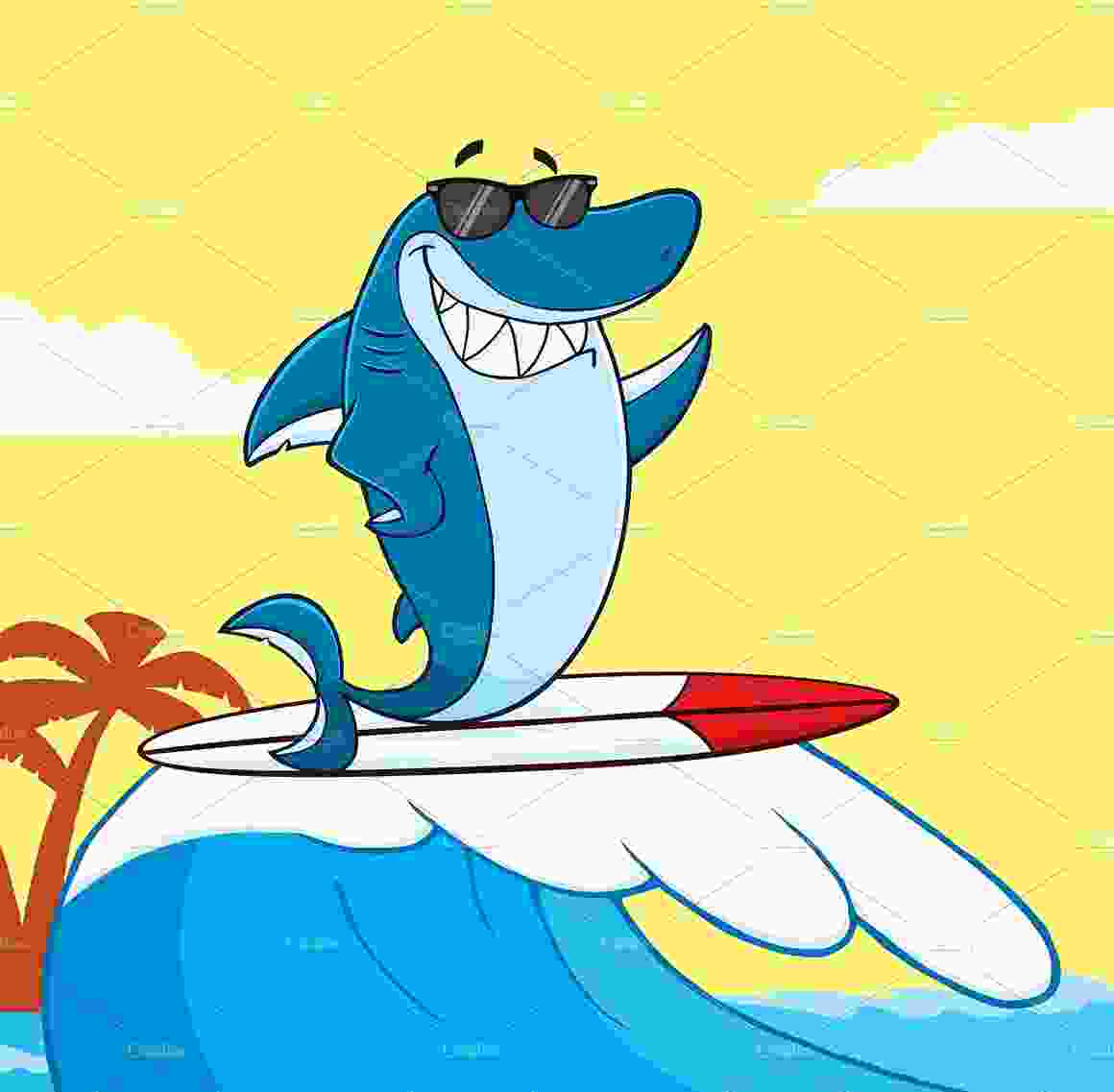 Cliparts Club: Surfing Shark Clipart Images.