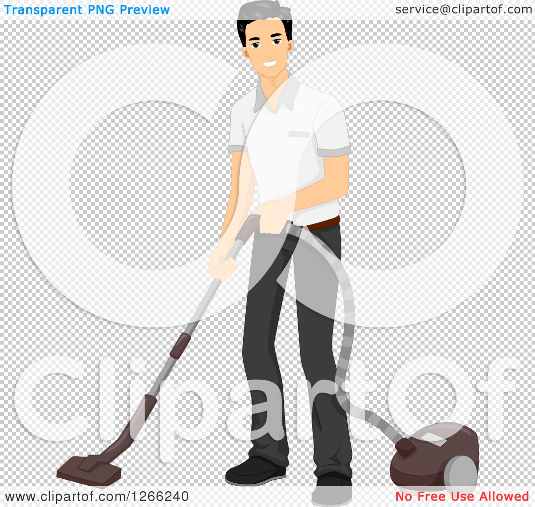Free clipart images of a man vacuuming no watermarks.