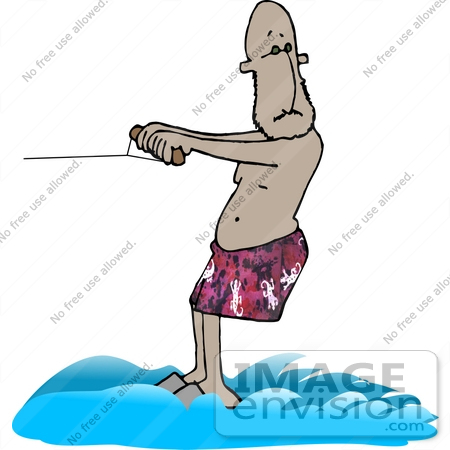 African American Man Water Skiing Clipart.