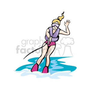 girl water skiing clipart. Royalty.