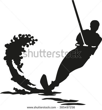 Water Skiing Behind A Boat Clipart.