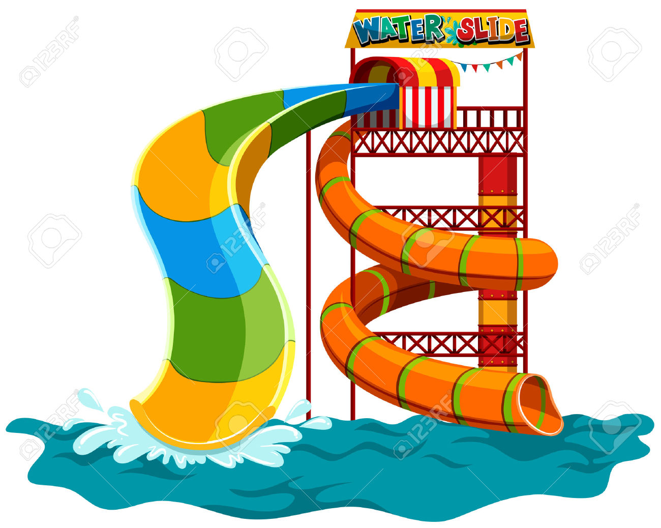 Water fight slide clipart.