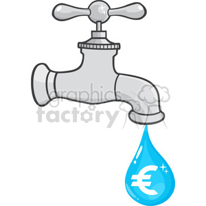 12880 RF Clipart Illustration Water Faucet With Euro Dripping clipart.  Royalty.