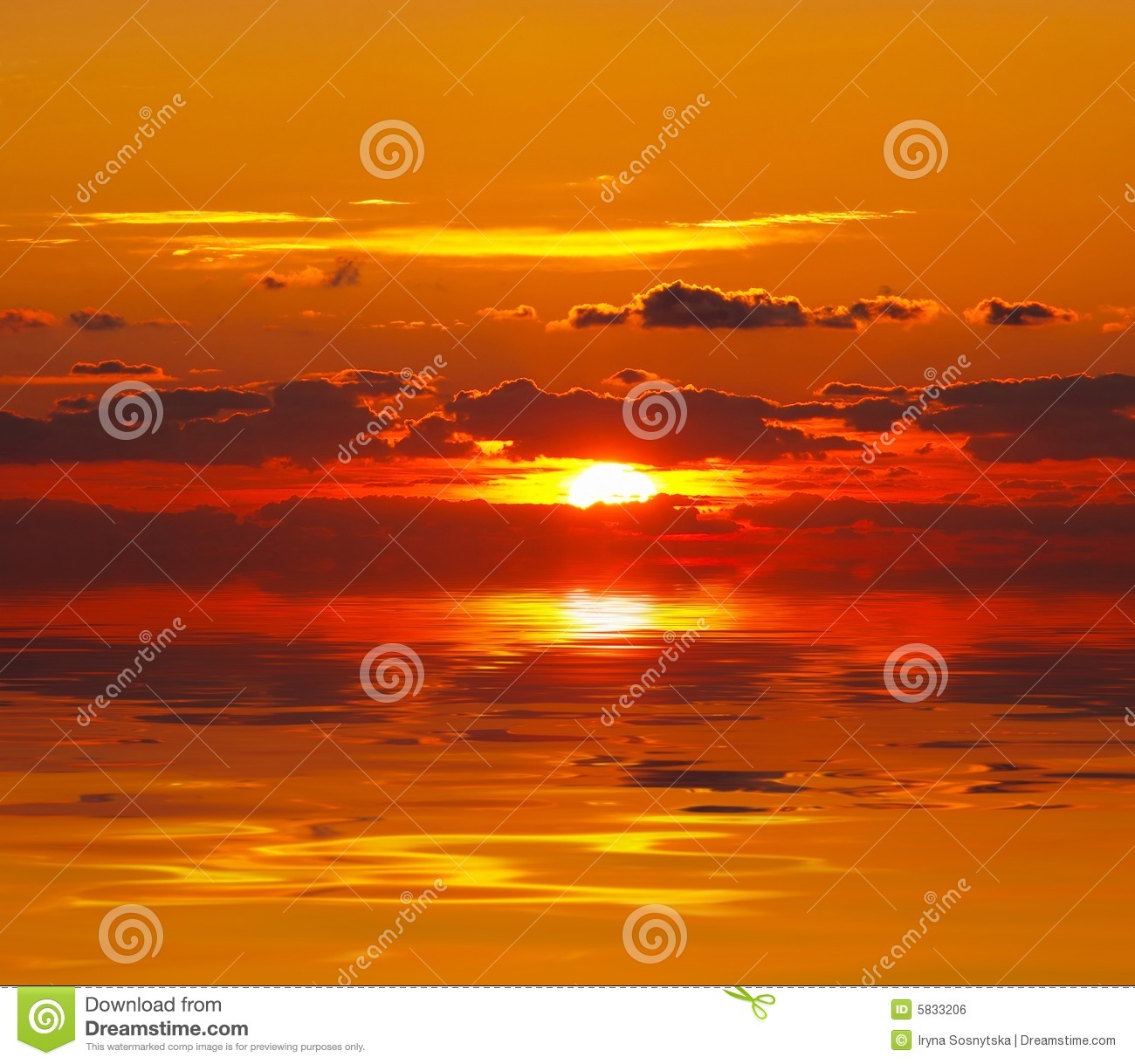 Sunset Over Water Clipart.