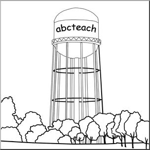Clip Art: Water Tower B&W I abcteach.com.