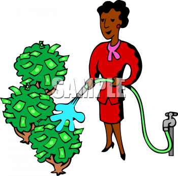 Watering Money Tree Clipart.