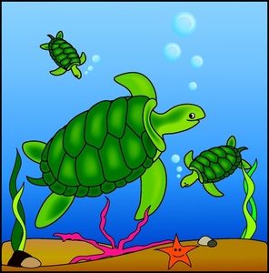 Turtle In Water Clipart.