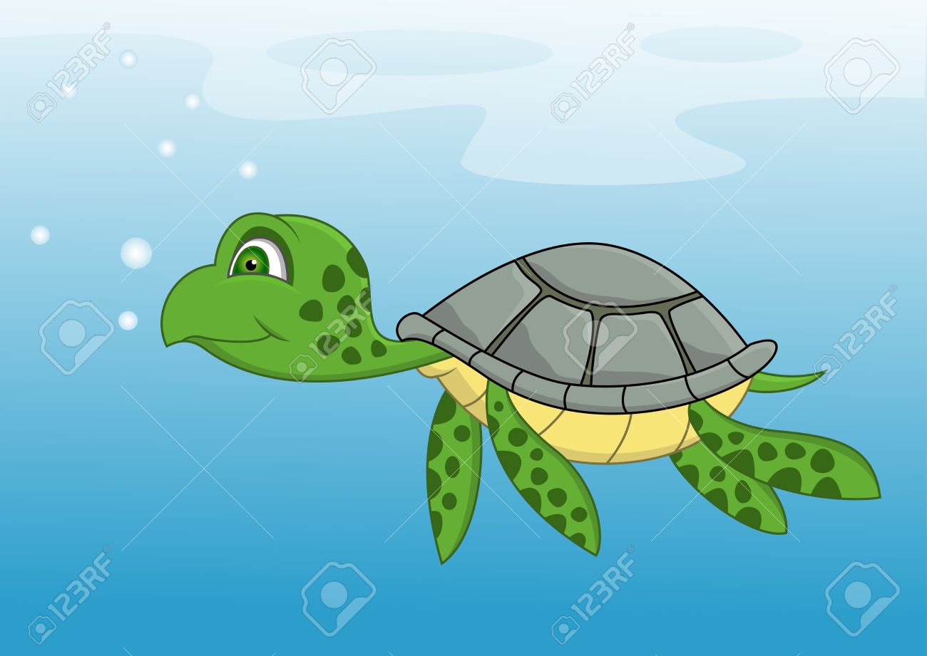 Turtle In Water Clipart.