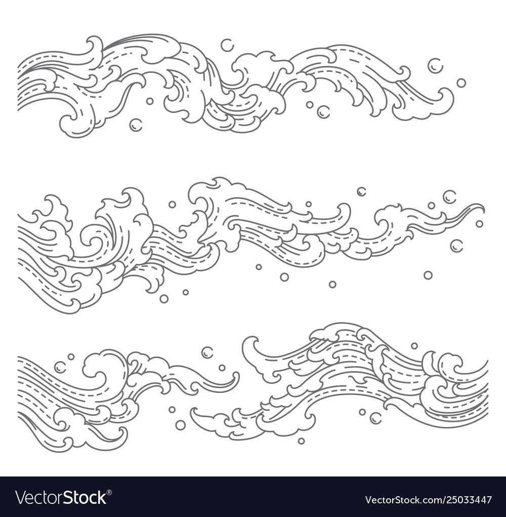 Decorative water wave clip art ornates.