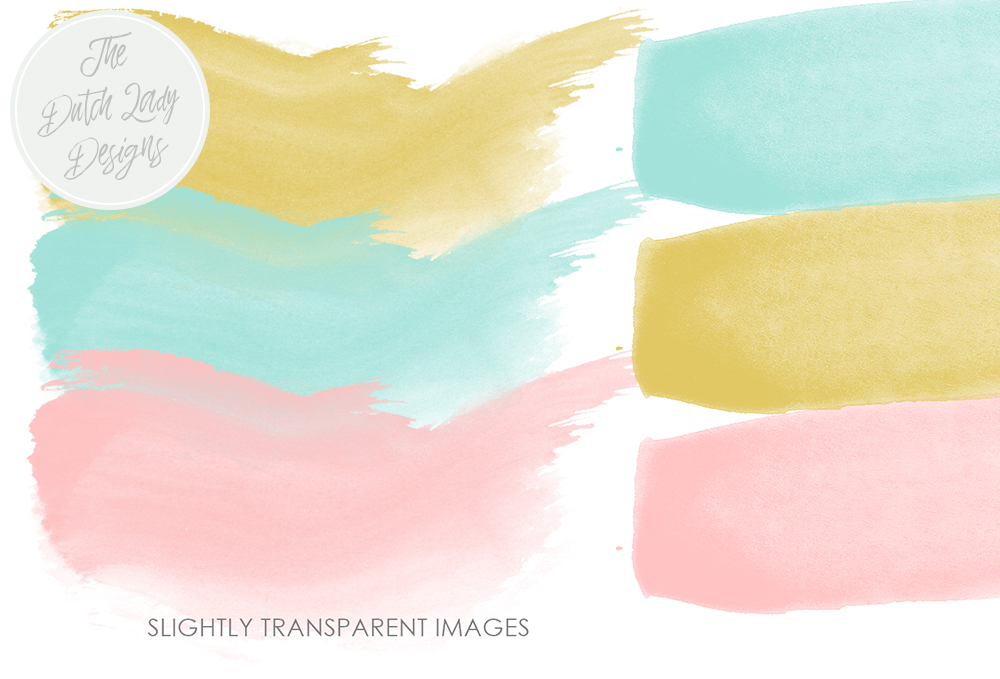 Watercolor Paint Brush Strokes Clipart.