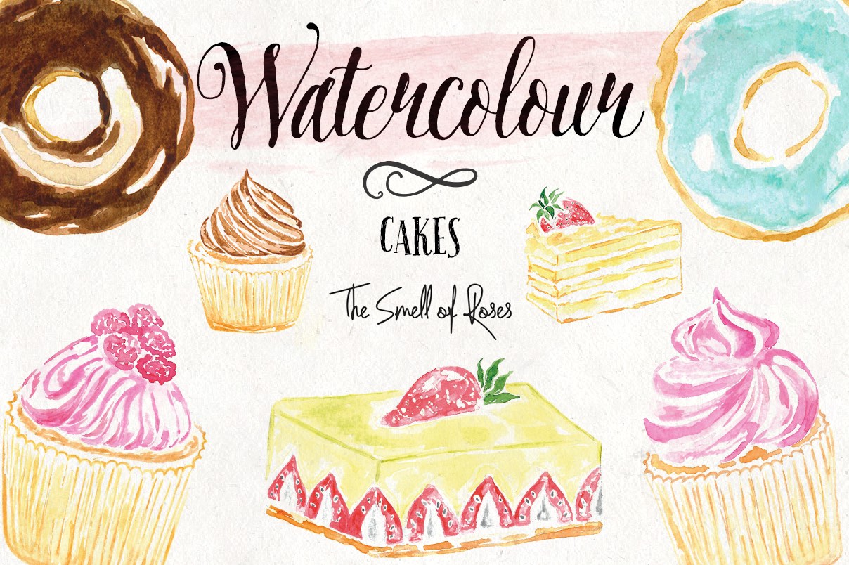 Free Watercolour Cakes Clip Art 4.
