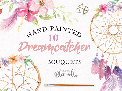 Dreamcatcher Watercolour Clipart Floral Set by Michelle.
