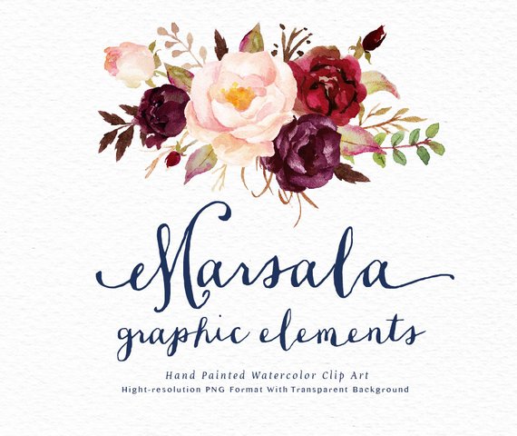 Watercolor floral Clip Art.