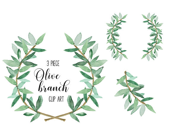 Watercolor Laurel greenery and coordinating branch set for.