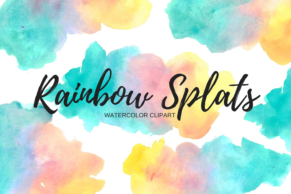 Watercolor Splash Rainbow clipart.