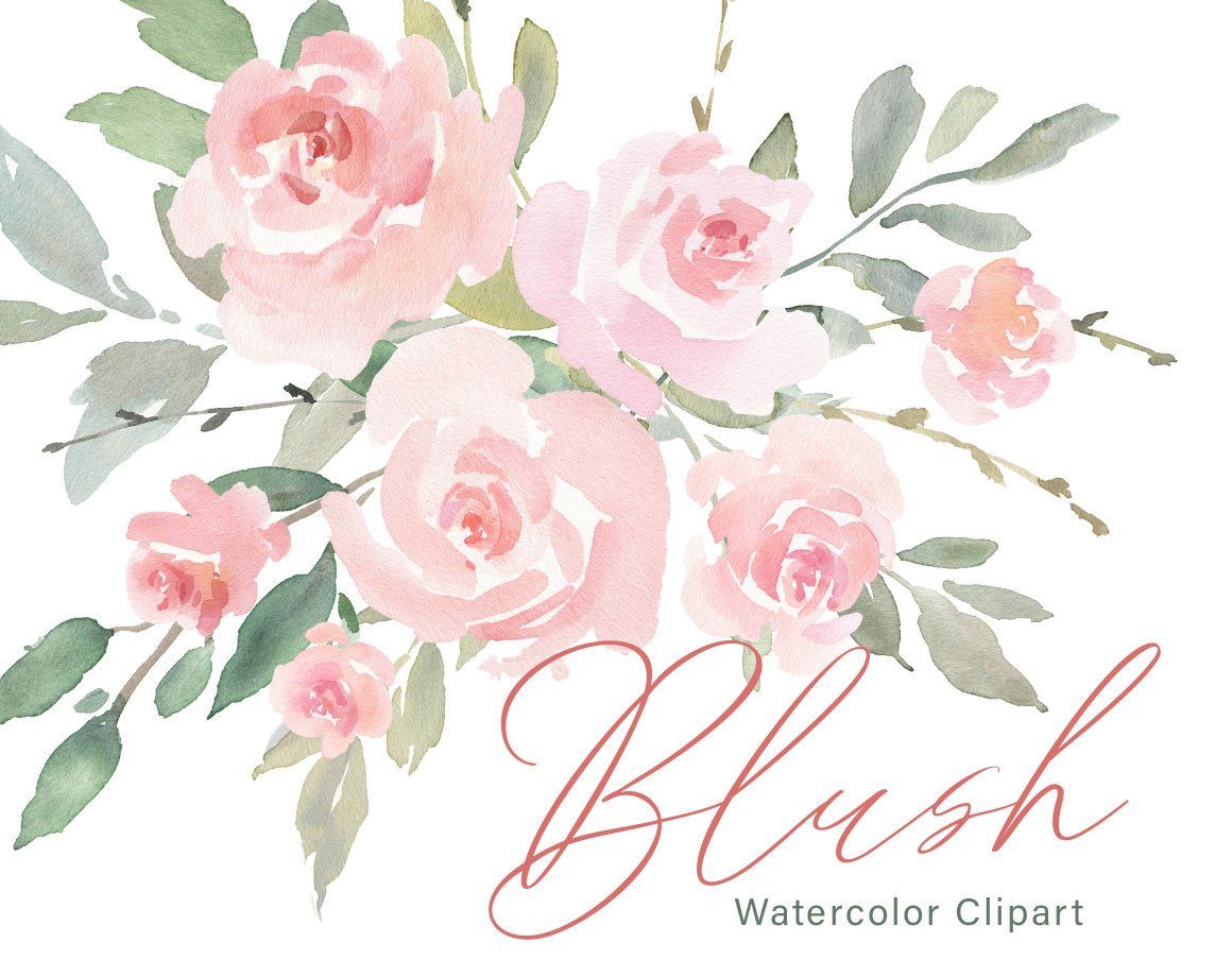 Pink Watercolor Floral Clipart Free Commercial Use Blush.