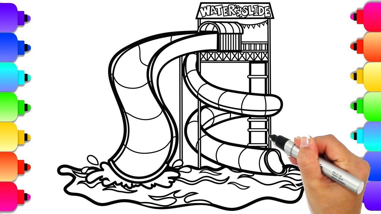 water slides coloring pages.