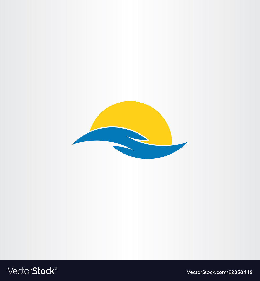 Tourism icon water wave sun symbol logo clip art.