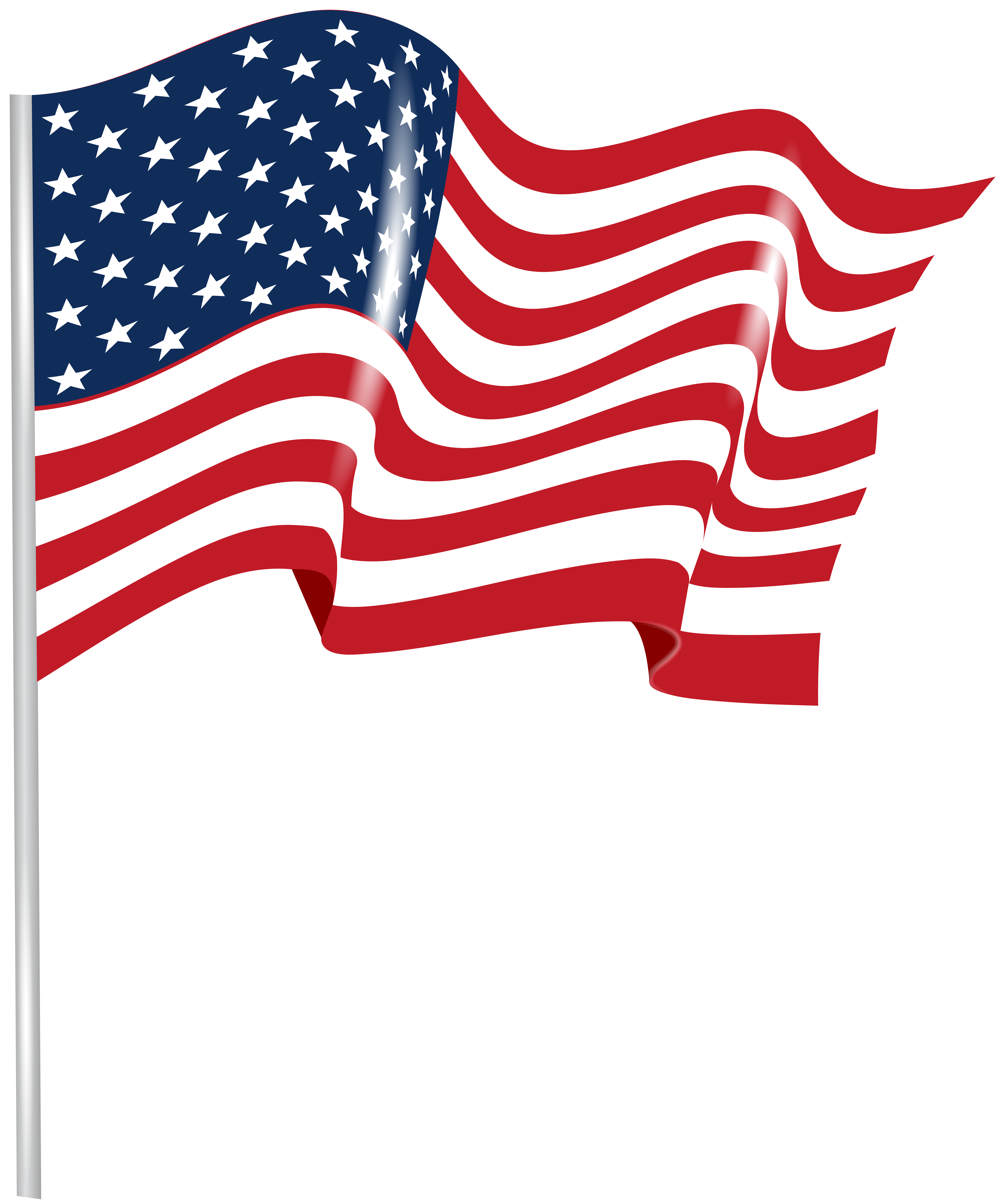 US Waving Flag Transparent PNG Clip Art Image.