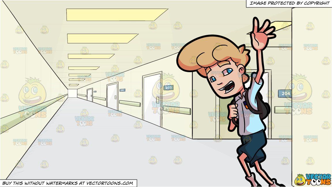 clipart #cartoon A Male Student Waving Goodbye To His.