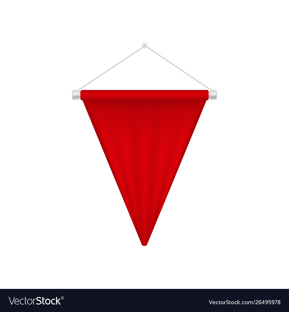 Realistic red pennant template triangle blank.