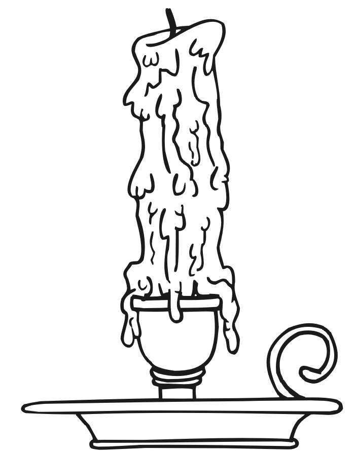 Printable Christmas Coloring Page: melting candle.