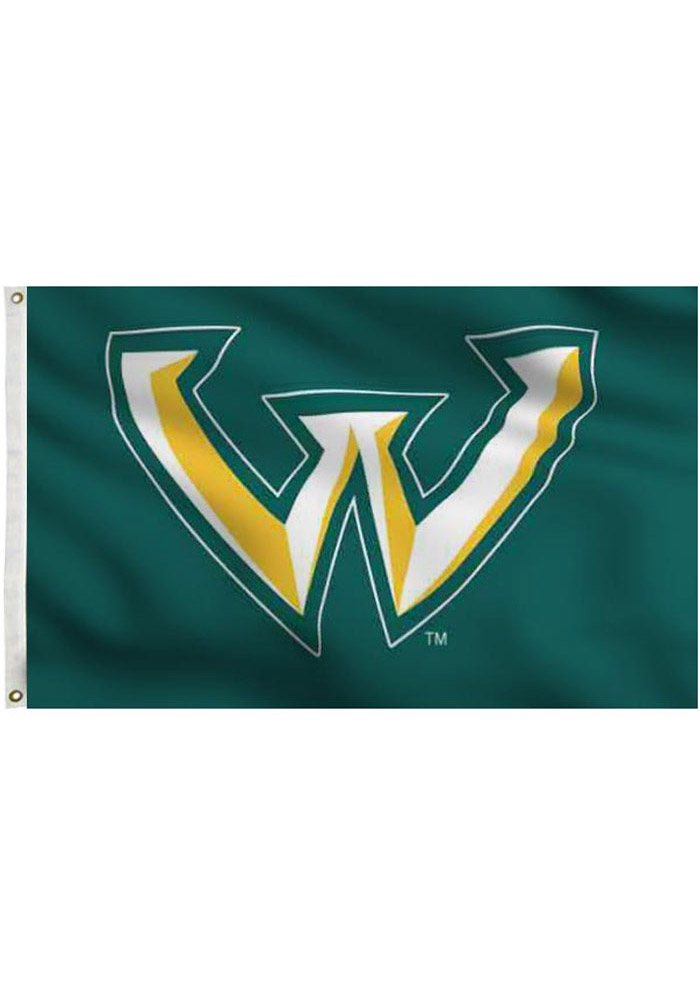 Wayne State Warriors Team Logo Green Silk Screen Grommet Flag.