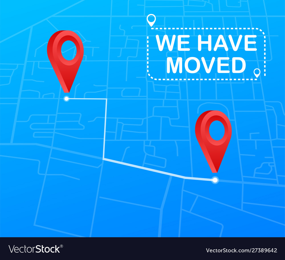 We have moved moving office sign clipart image.