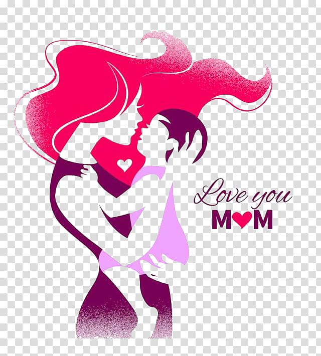 Love you mom illustration, Mother\\\'s Day Silhouette , Mom, I.