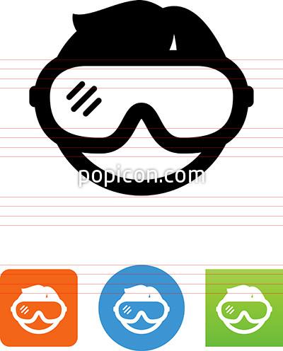 Person Wearing Safety Goggles Icon.