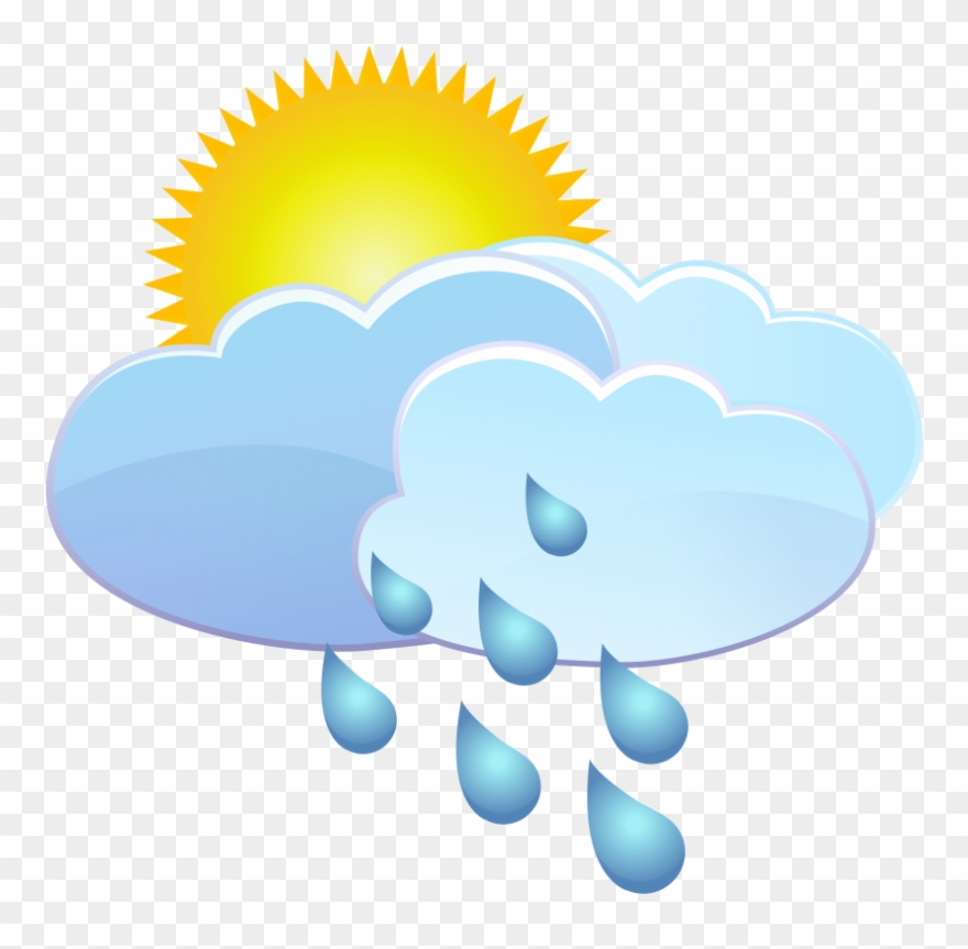 Free Png Clouds Sun And Rain Drops Weather Icon Png.